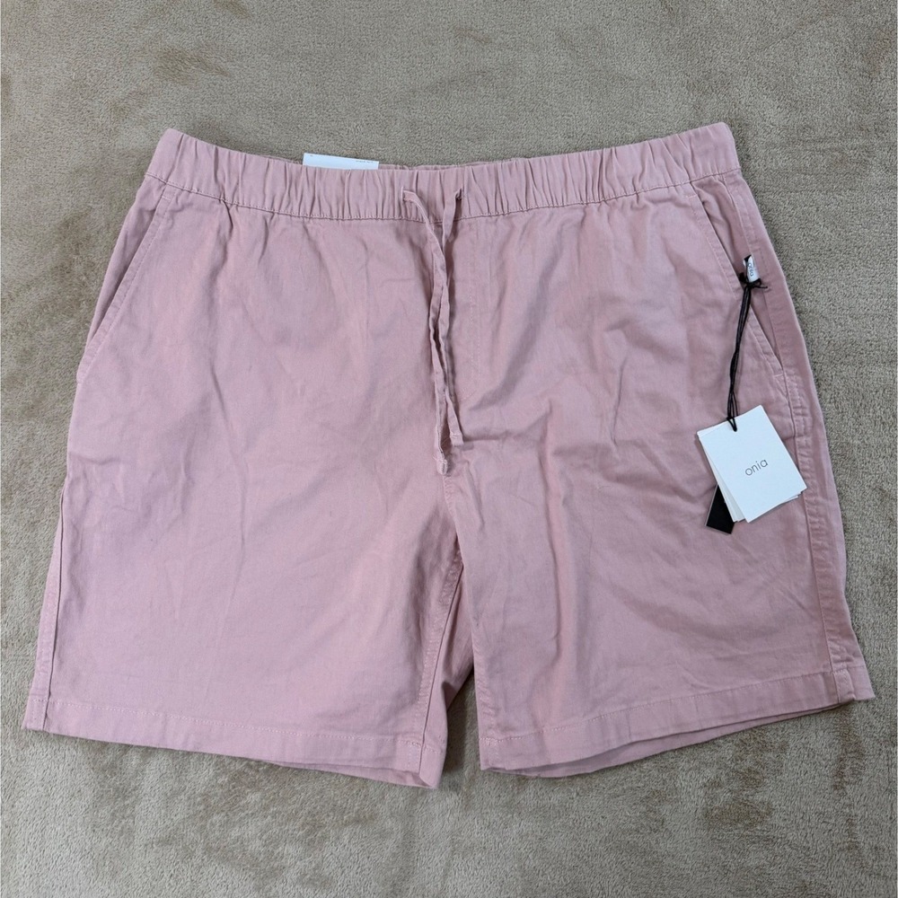 Onia Stretch Twill Pull On Shorts Mens Size XL Baked Clay Pink Performance NEW